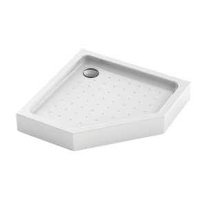 Поддон для душа Veconi Tezeo 100x100 белый, пятиугольный, акрил, с сифоном